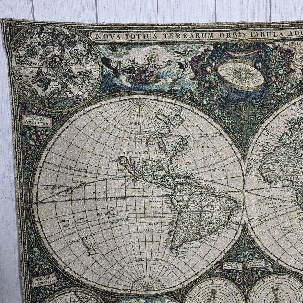 Fine Art Tapestries World Map Jacquard Wall Hanging 52x38 Nova Totius